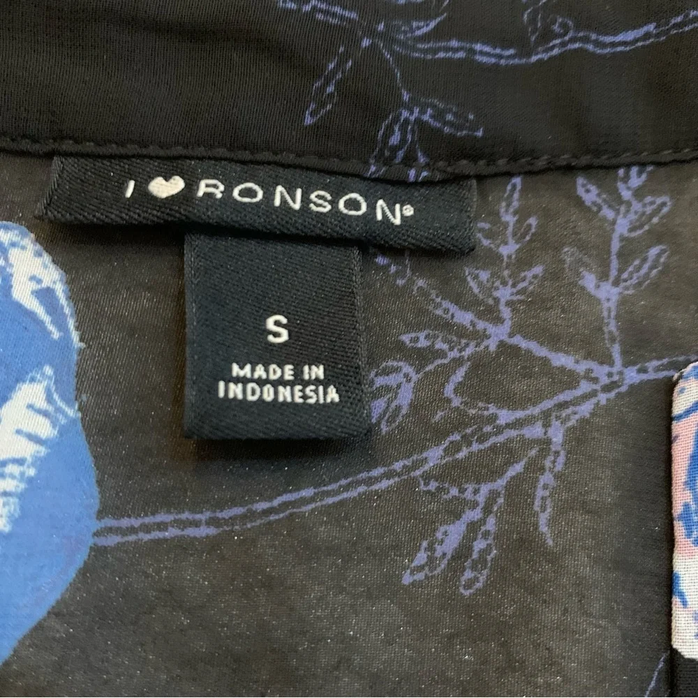 I ❤️ Ronson Black Sheer Floral Tropical Lace-Up Top Swim Coverup Women Small‎